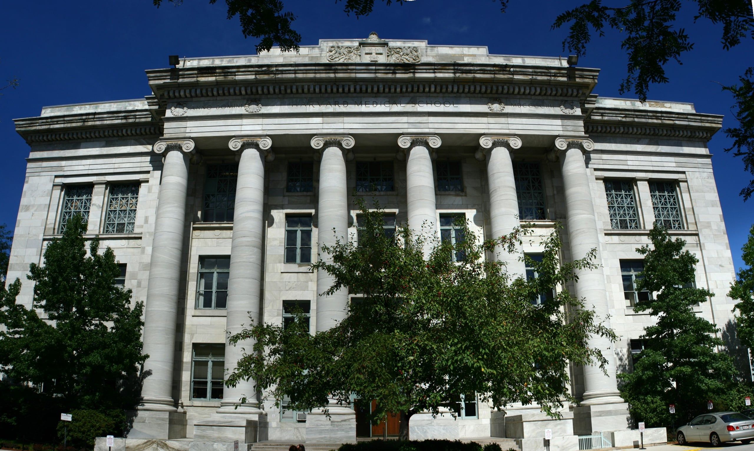 The marble colonnade of Harvard Medical School