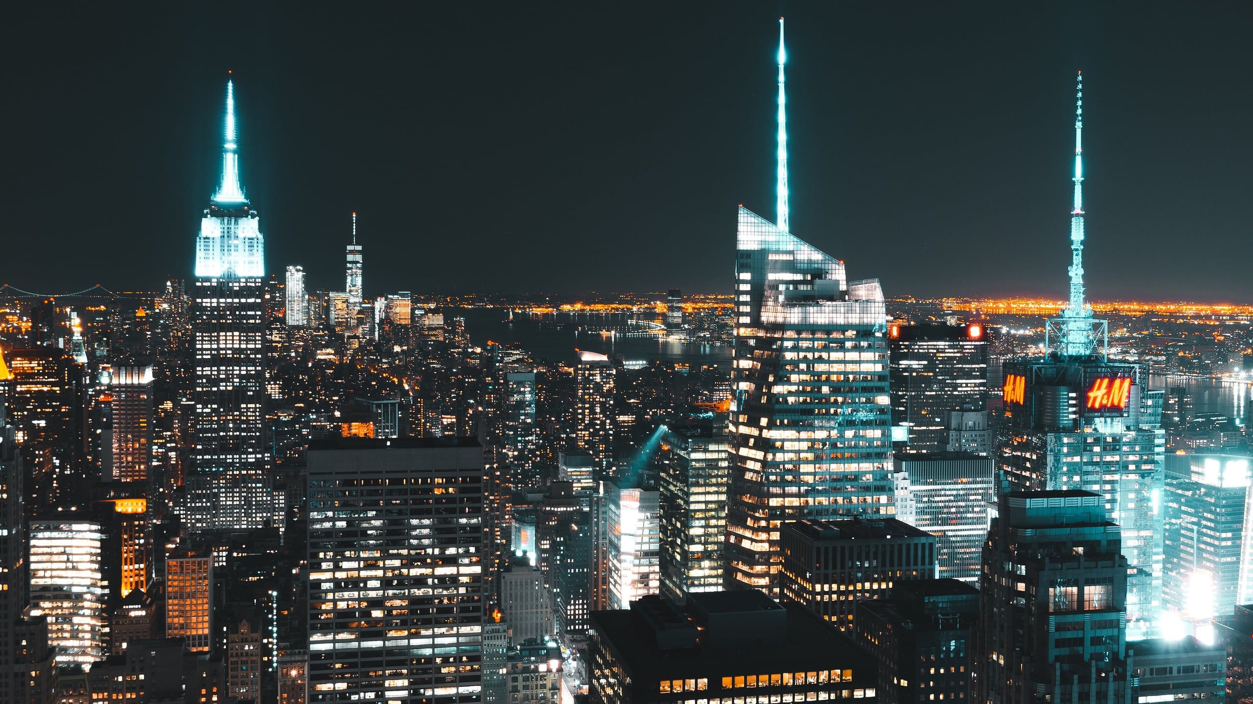 The Manhattan skyline at night