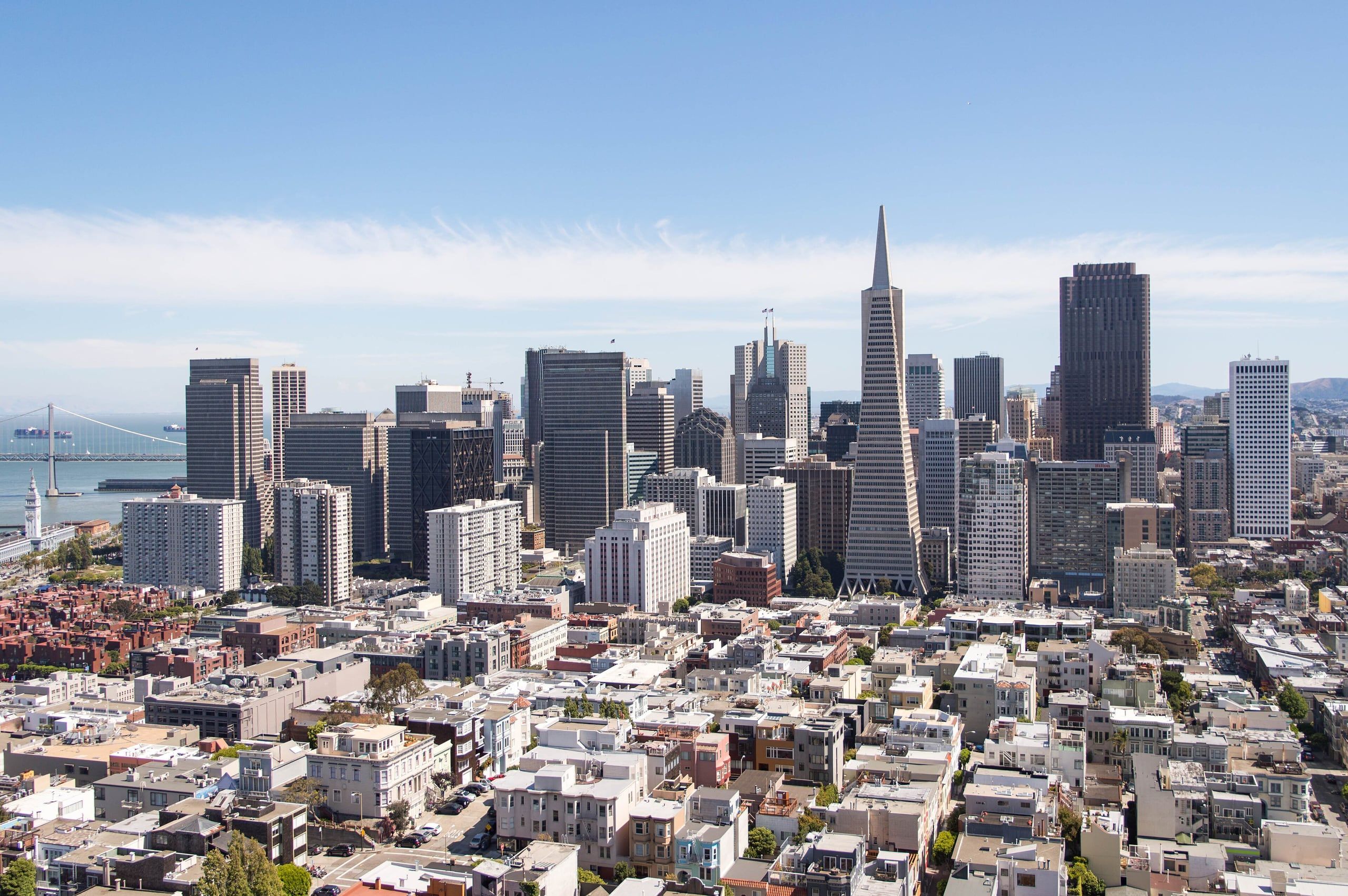 The San Francisco skyline seen from Coit Tower